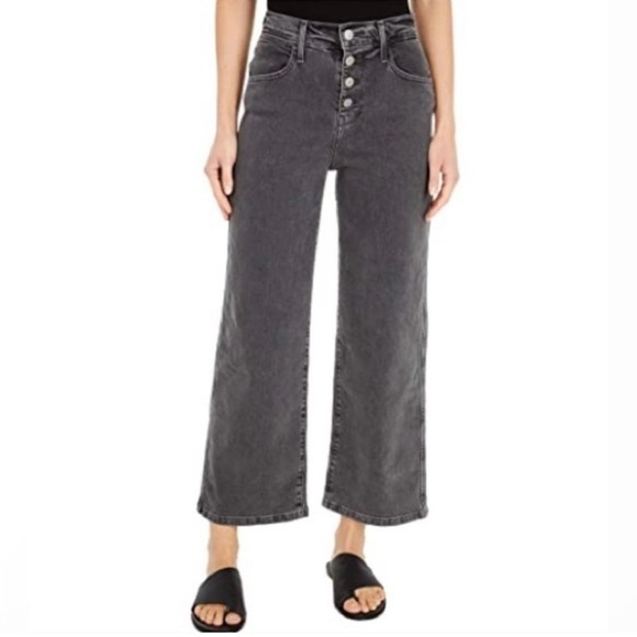 Levi's Mile High Cropped Wide Leg Exposed Button Fly Jeans Faded Black Size 30 - Picture 12 of 12